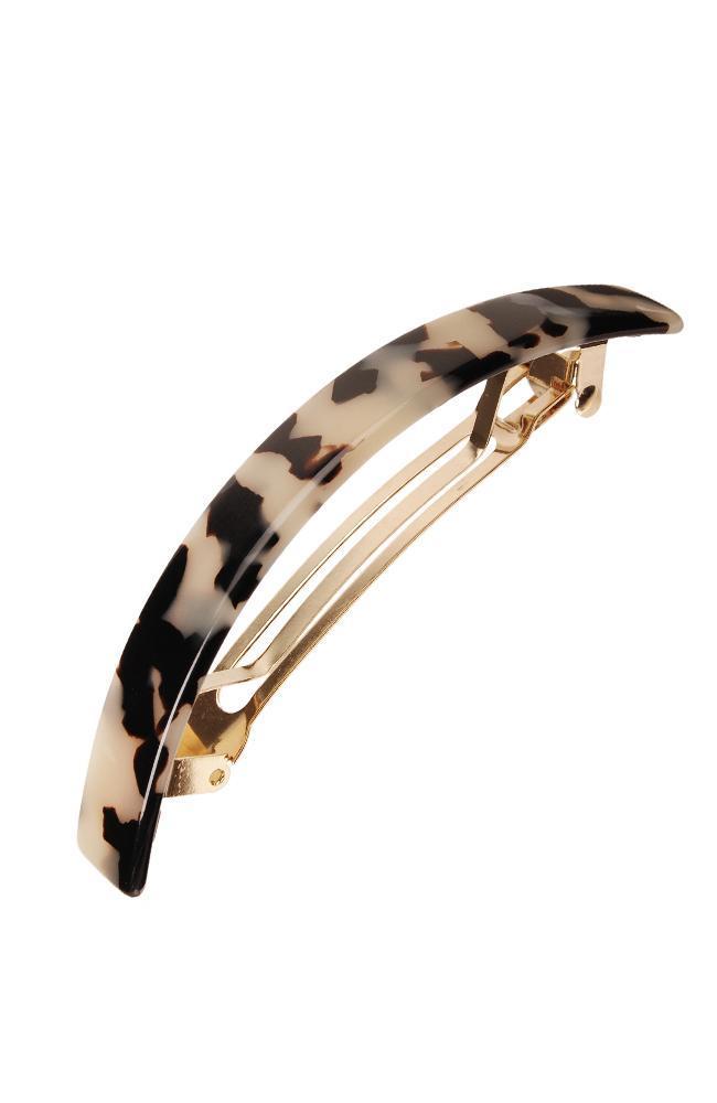 France Luxe Narrow Rectangle Volume Barrette, Classic Ivory Tokyo, cellulose acetate and French barrette clasp, hair clip for thick hair