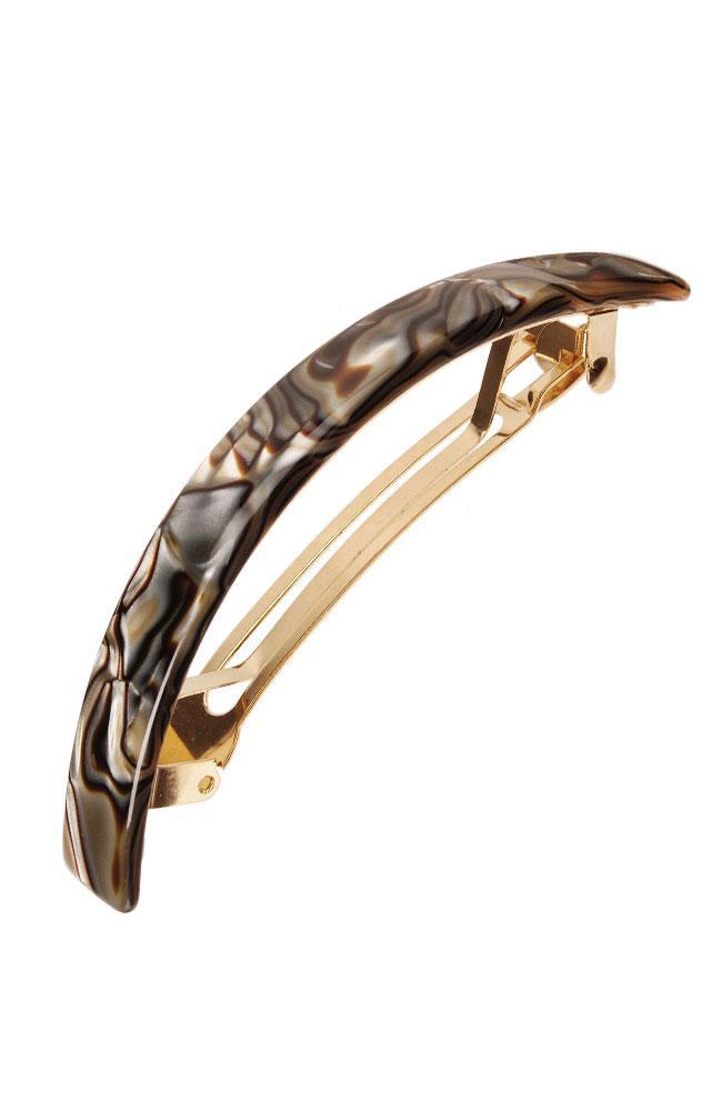 France Luxe Narrow Rectangle Volume Barrette, Classic Onyx, cellulose acetate and French barrette clasp, hair clip for thick hair