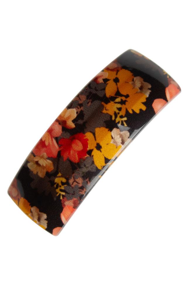 Rectangle Volume Barrette - Dark Grounded Floral