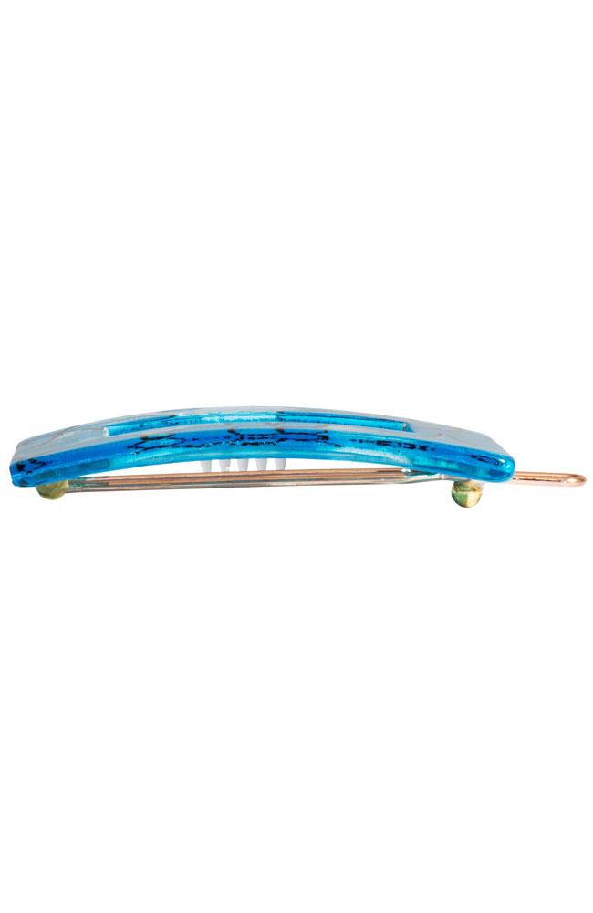 France Luxe Portrait Tige Boule - St. Tropez Lace Blue Barrette , Cellulose Acetate, side view