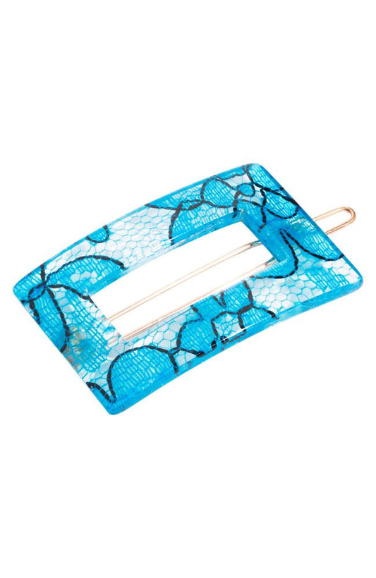 France Luxe Portrait Tige Boule - St. Tropez Lace Blue Barrette , Cellulose Acetate