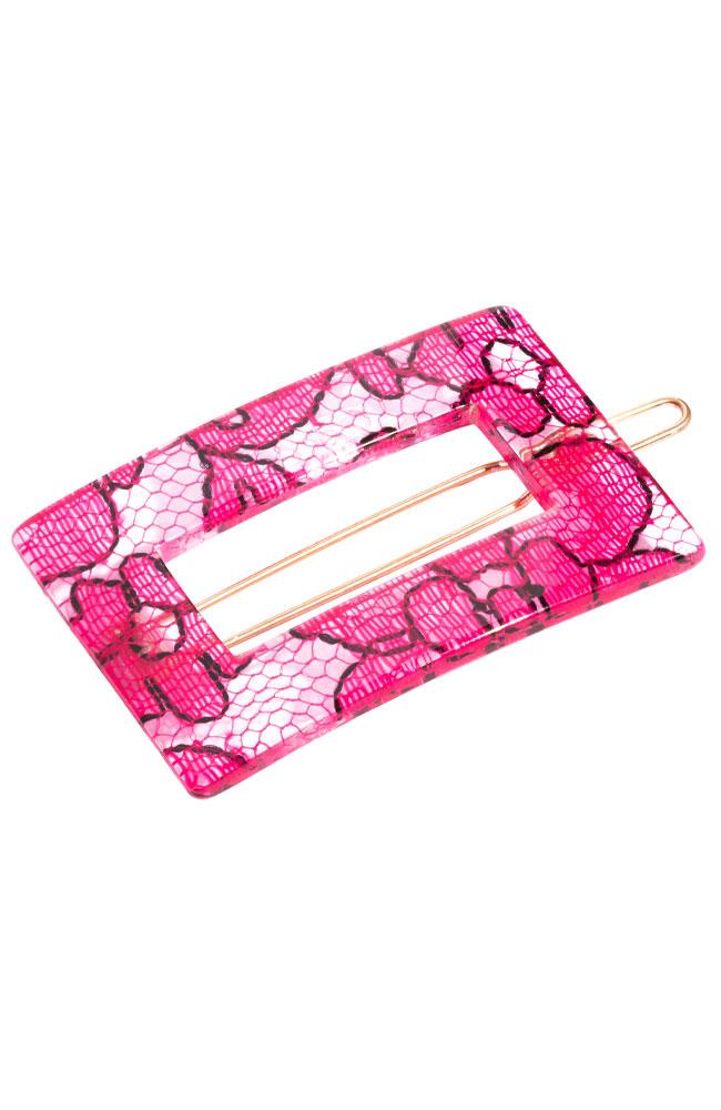 France Luxe Portrait Tige Boule - St. Tropez Lace Pink Barrette , Cellulose Acetate