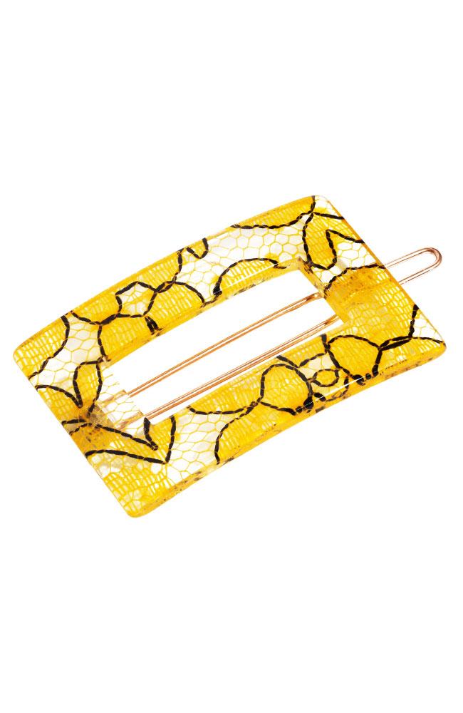 France Luxe Portrait Tige Boule - St. Tropez Lace Yellow Barrette , Cellulose Acetate