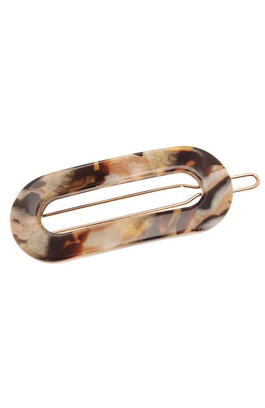 Mini Cutout French Hair Clip, lasco brown, with tige boule barrette clasp, France Luxe