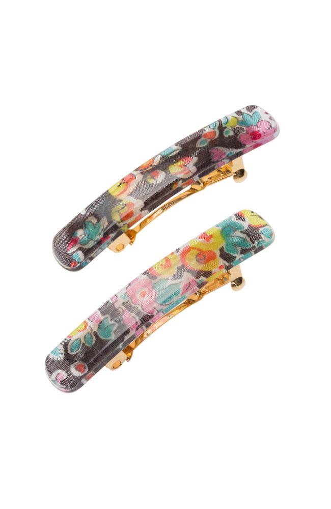 Mini Rectangle Barrette Pair - Tatum Floral