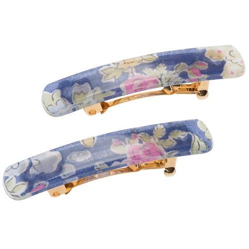 Mini Rectangle Barrette Pair - Tatum Floral