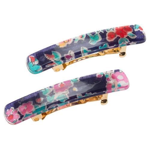 Mini Rectangle Barrette Pair - Tatum Floral