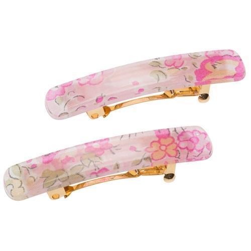 Mini Rectangle Barrette Pair - Tatum Floral