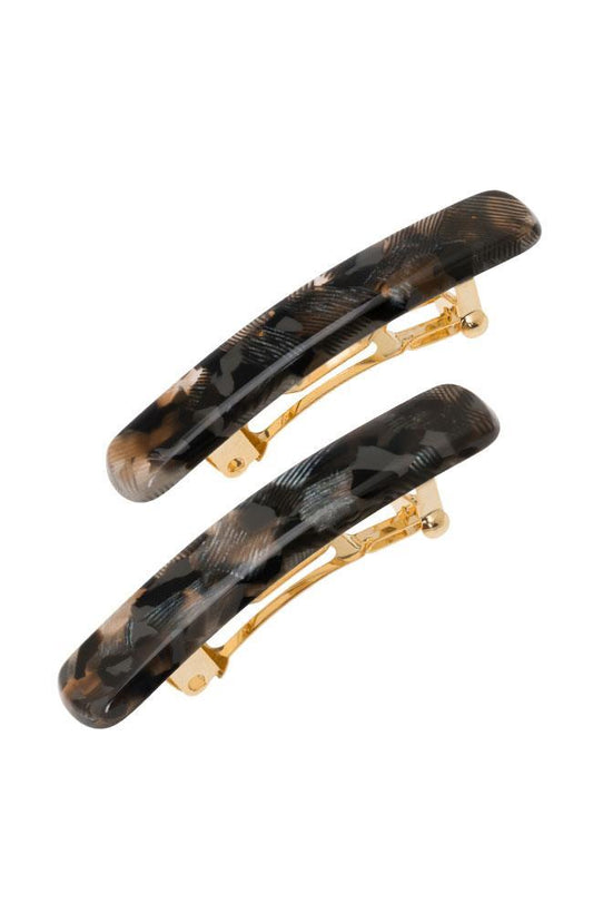 Mini Rectangle Barrette Pair - Pavlova