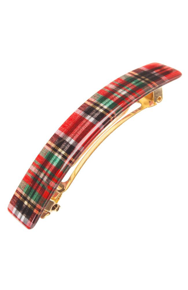 Classic Rectangle Barrette - Tartan Plaid