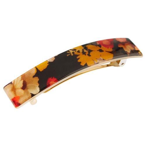 Classic Rectangle Barrette - Dark Grounded Floral