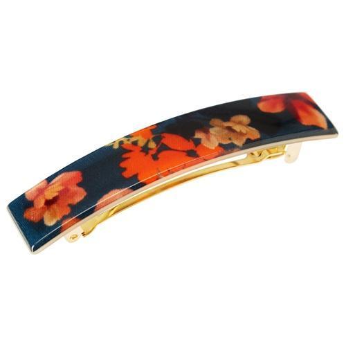 Classic Rectangle Barrette - Dark Grounded Floral