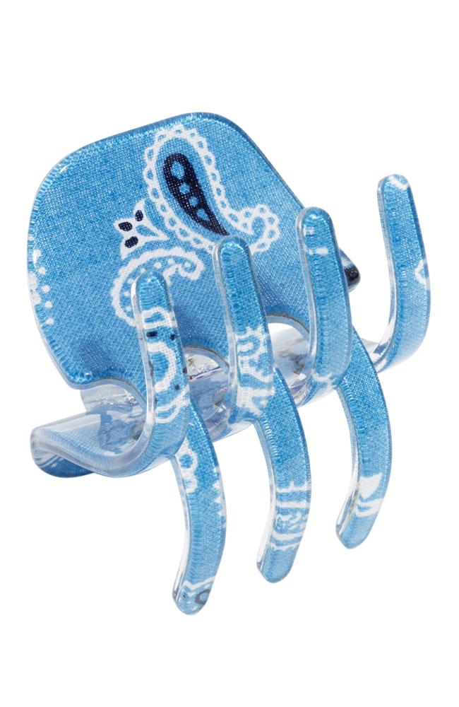 Blue Hair claw clip, Light Blue Bandana Medium Gallery Jaw by France Luxe