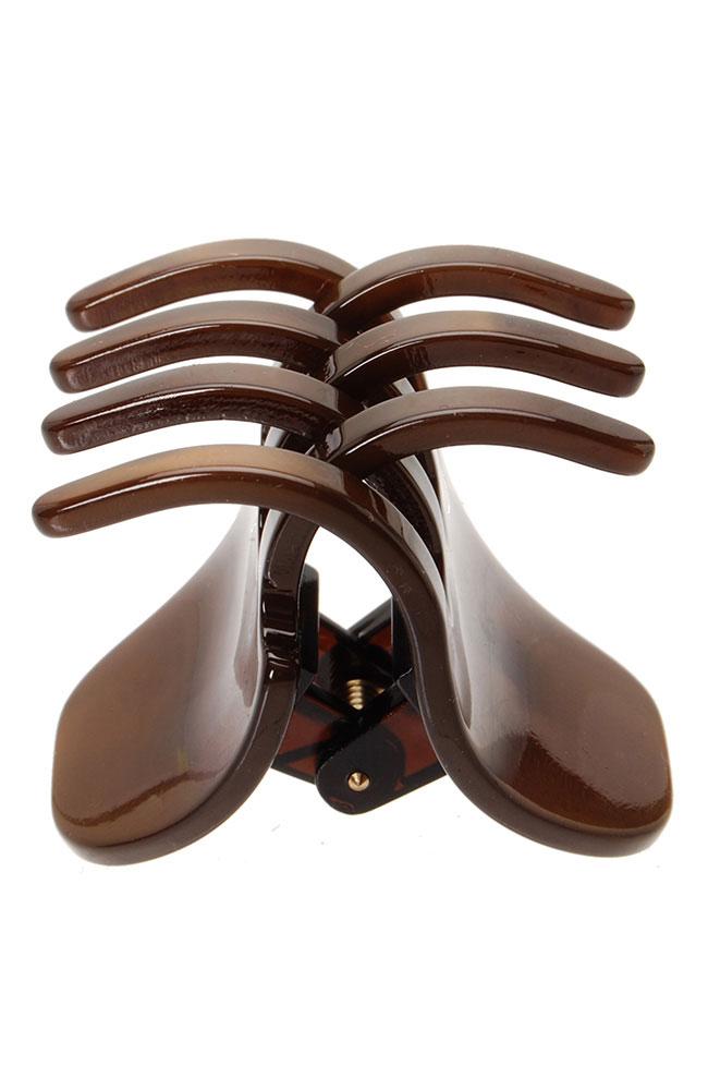 Brown Hair claw clip side view, Nacro Mocha Medium Gallery Jaw by France Luxe