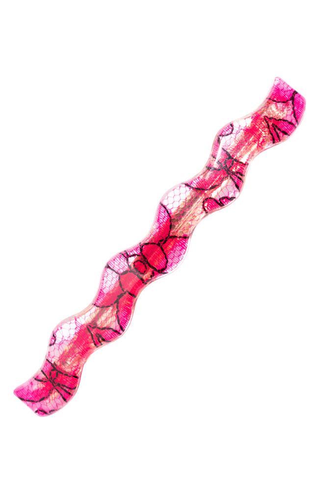 France Luxe Wavy Long and Skinny Barrette - St. Tropez Lace Pink Hair Clip, Cellulose Acetate, top view