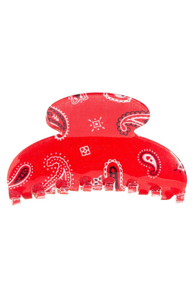 Red and White Claw hair clip, Bandana Couture Jaw by France Luxe