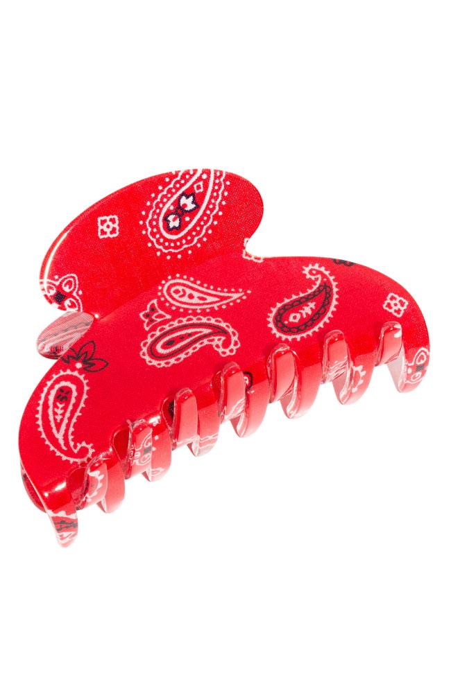 Red Bandana Claw Hair Clip, made in France