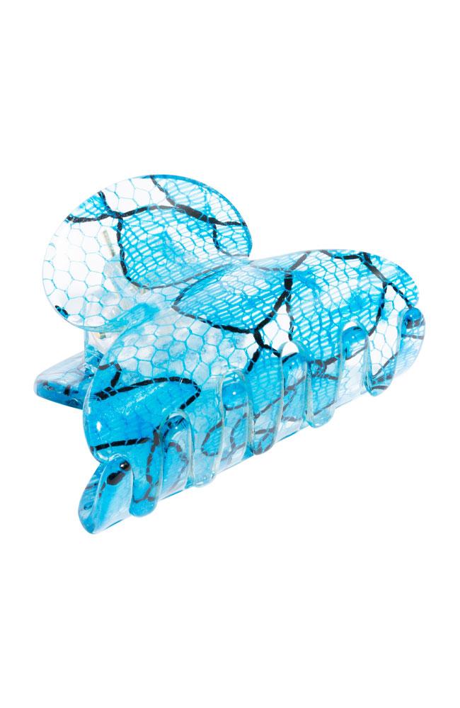 France Luxe Mini Couture Jaw - St. Tropez Lace Blue Claw Clip, Cellulose Acetate