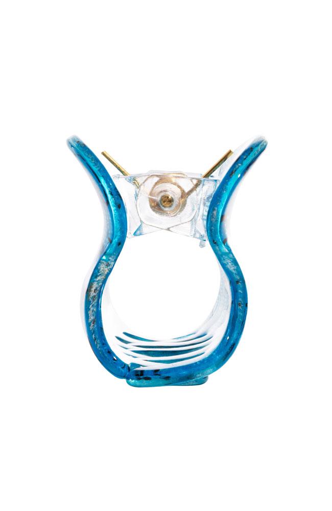 France Luxe Mini Couture Jaw - St. Tropez Lace Blue Claw Clip, Cellulose Acetate, side view