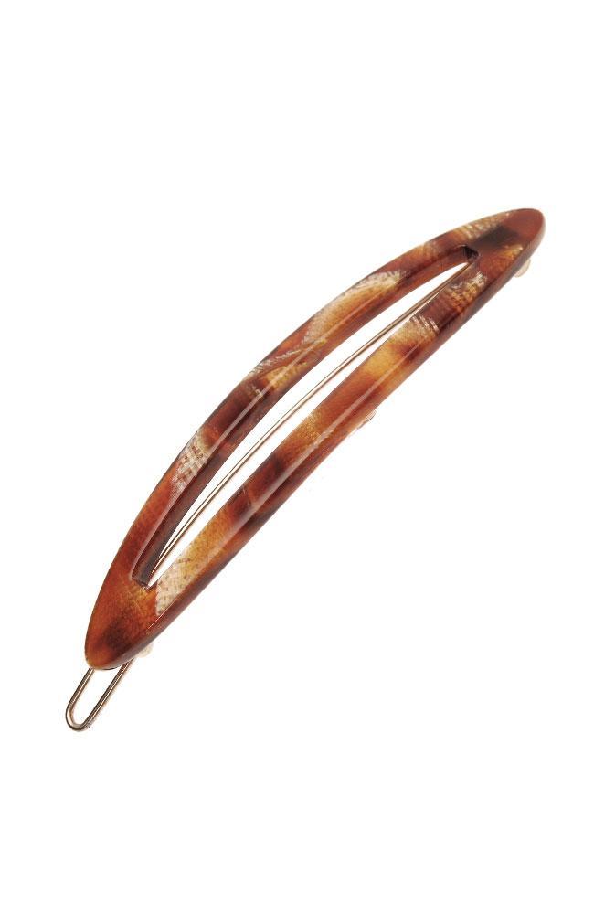 France Luxe Sliver Cutout Tige Boule Barrette, Classic Africa, cellulose acetate and French barrette with tige boule clasp