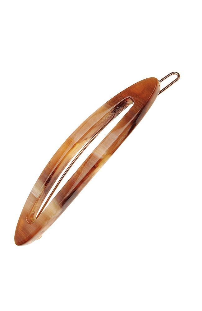 France Luxe Sliver Cutout Tige Boule Barrette, Classic Caramel Horn, cellulose acetate and French barrette with tige boule clasp