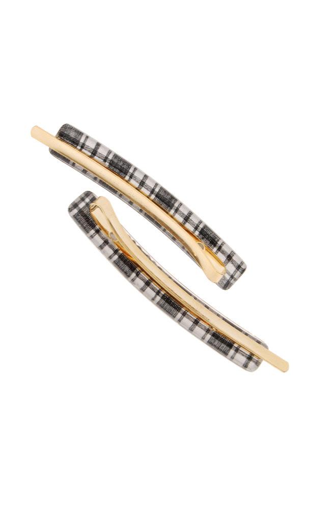 Decorative Bobby Pins, Tartan Plaid with wide bobby pins, France Luxe Cellulose Acetate