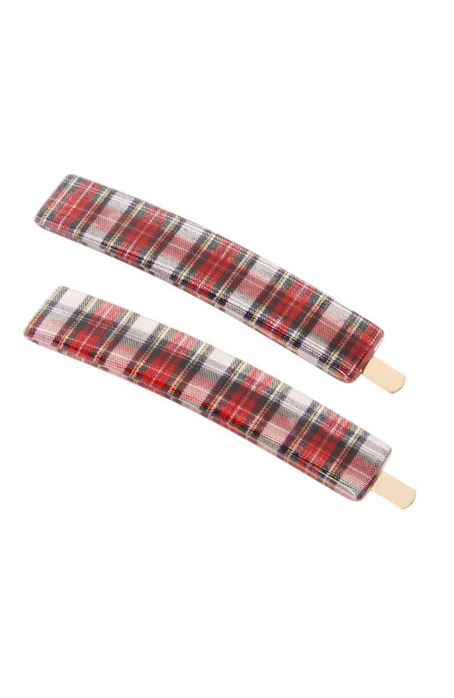 Mod Bobby Pin Pair - Tartan Plaid