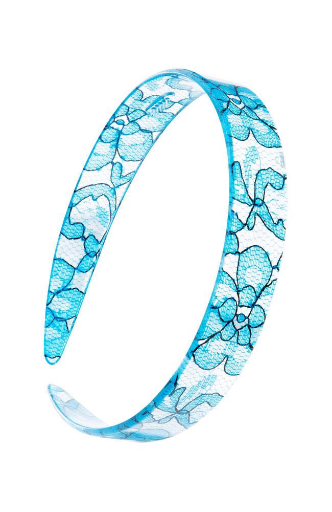 France Luxe 3/4" Wide Headband - St. Tropez Lace Blue, Cellulose Acetate