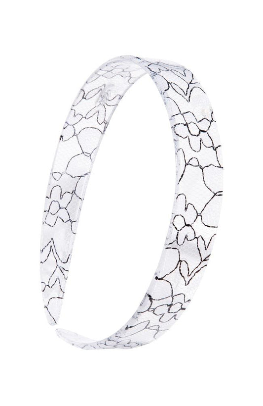 France Luxe 3/4" White Headband - St. Tropez Lace White Headband, Cellulose Acetate