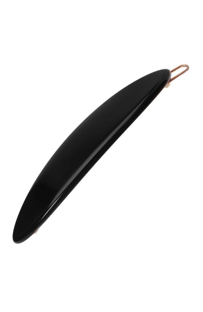 France Luxe Oblong Tige Boule Barrette, Classic Black, cellulose acetate and French barrette clasp