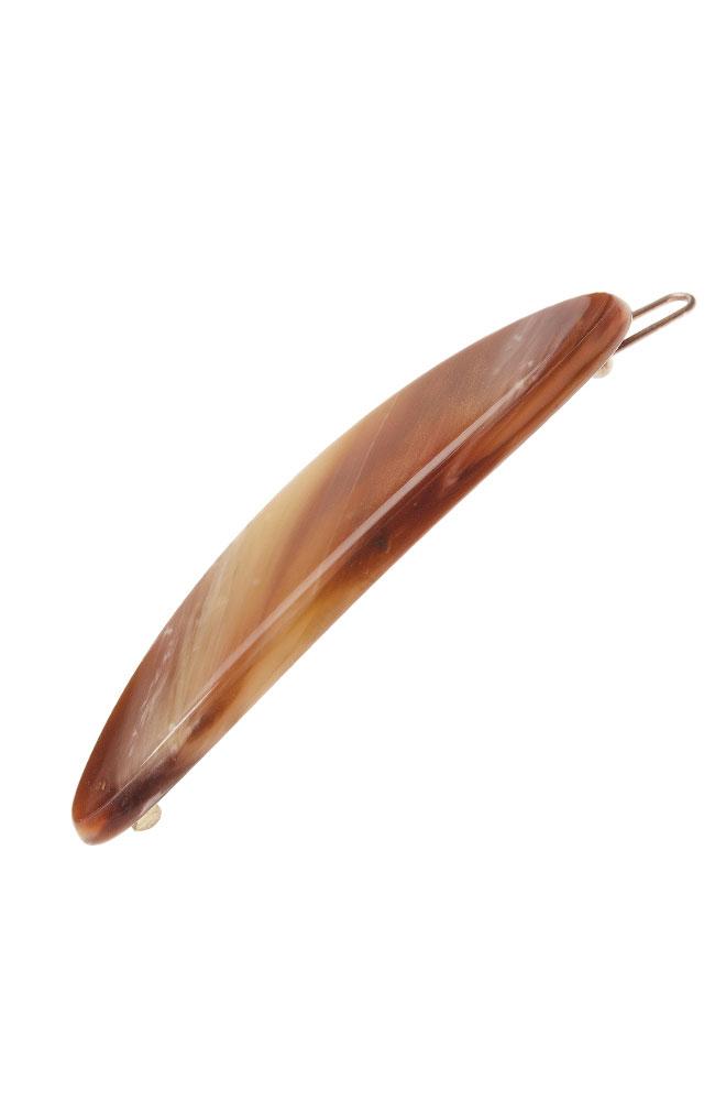 France Luxe Oblong Tige Boule Barrette, Classic Caramel Horn, cellulose acetate and French barrette clasp