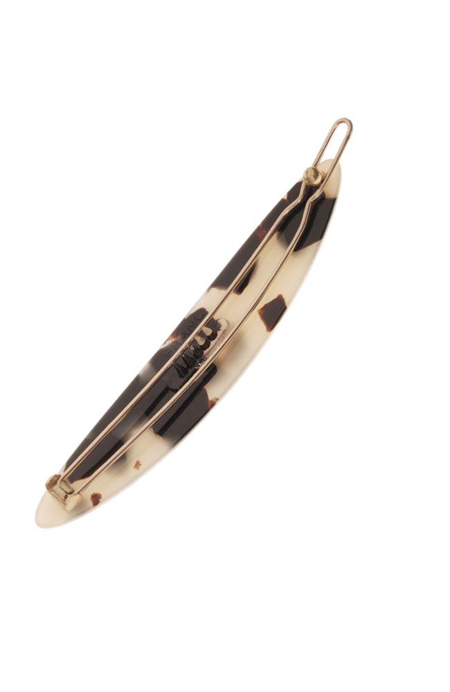 France Luxe Oblong Tige Boule Barrette, Classic Ivory Tokyo, cellulose acetate and French barrette clasp, back view
