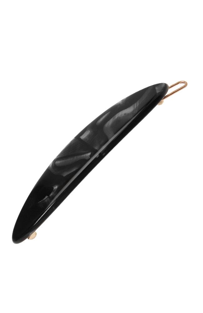 France Luxe Oblong Tige Boule Barrette, Classic Nacro Black, cellulose acetate and French barrette clasp