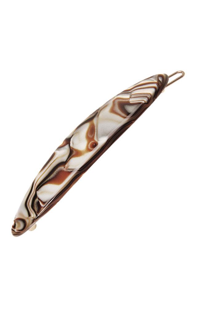 France Luxe Oblong Tige Boule Barrette, Classic Onyx, cellulose acetate and French barrette clasp