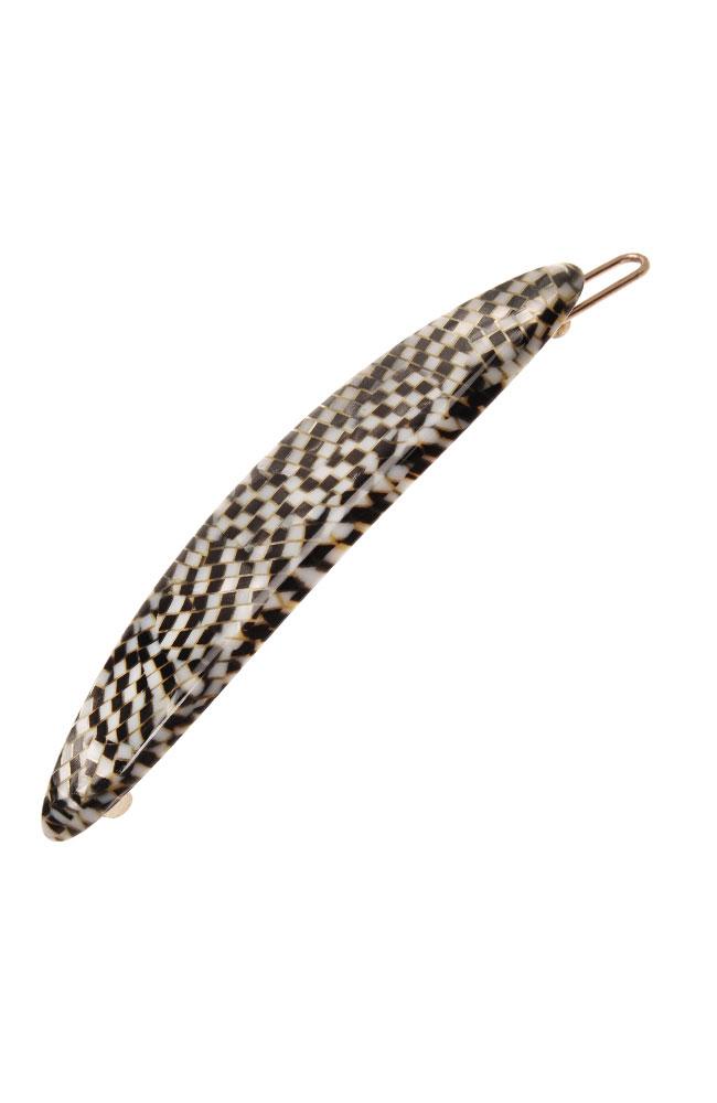 France Luxe Oblong Tige Boule Barrette, Classic Opera Silver, cellulose acetate and French barrette clasp