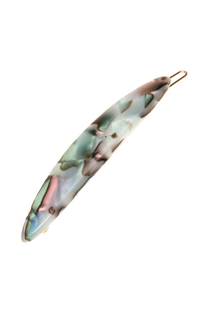 France Luxe Oblong Tige Boule Barrette, Classic South Sea Blue, cellulose acetate and French barrette clasp