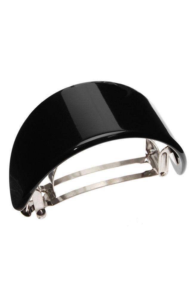 France Luxe Ponytail Barrette, Classic Black, cellulose acetate and French barrette clasp