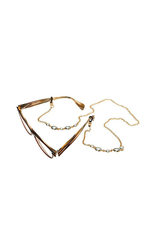 Aquamarine and gold eyeglass chain