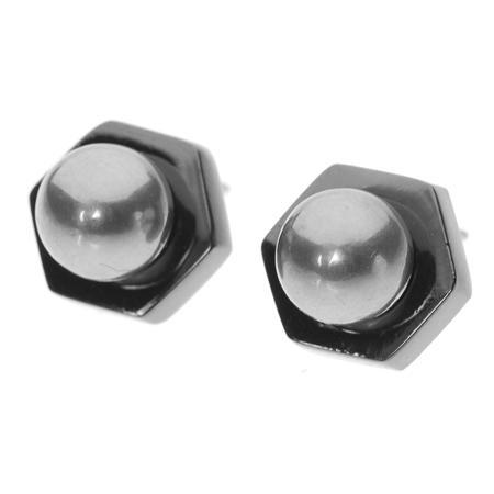 Hexagon Pearl Stud Earrings