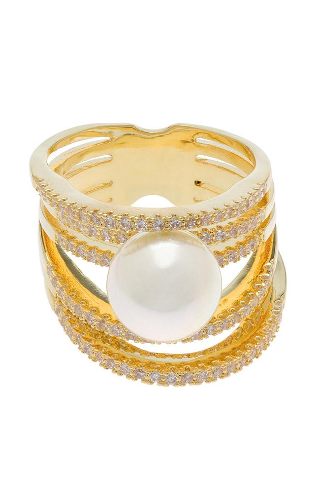 Multistrand Crystal and Majorca Pearl Ring