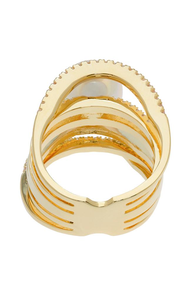 Multistrand Crystal and Majorca Pearl Ring