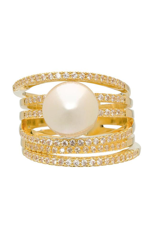 Multistrand Crystal and Majorca Pearl Ring