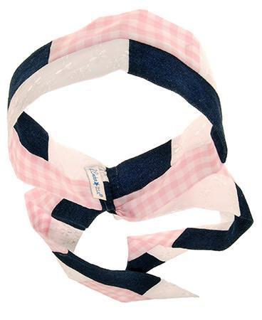 Color Block Elastic Loop Headband - Wide Gingham/Denim/Floral Eyelet