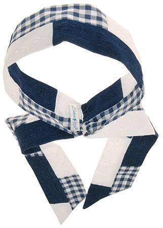 Color Block Elastic Loop Headband - Wide Gingham/Denim/Floral Eyelet
