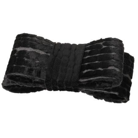 Wide Couture Bow Barrette - Cobblestone Velvet