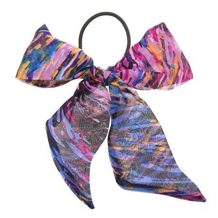 Large Sash Bow Ponytail Holder - Riviera