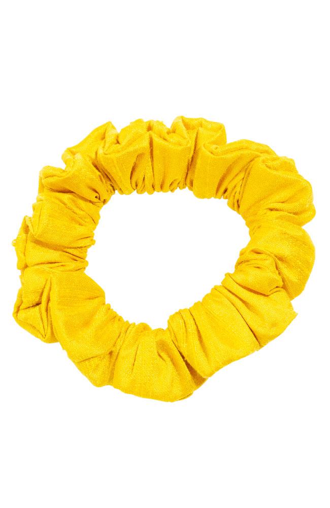 L. Erickson USA Small Pony/Scrunchie - Mustard Yellow, Silk Dupioni