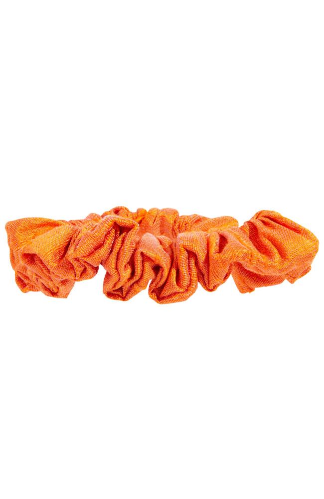 L. Erickson USA Small Pony/Scrunchie - Nectarine Orange, Silk Dupioni, side view