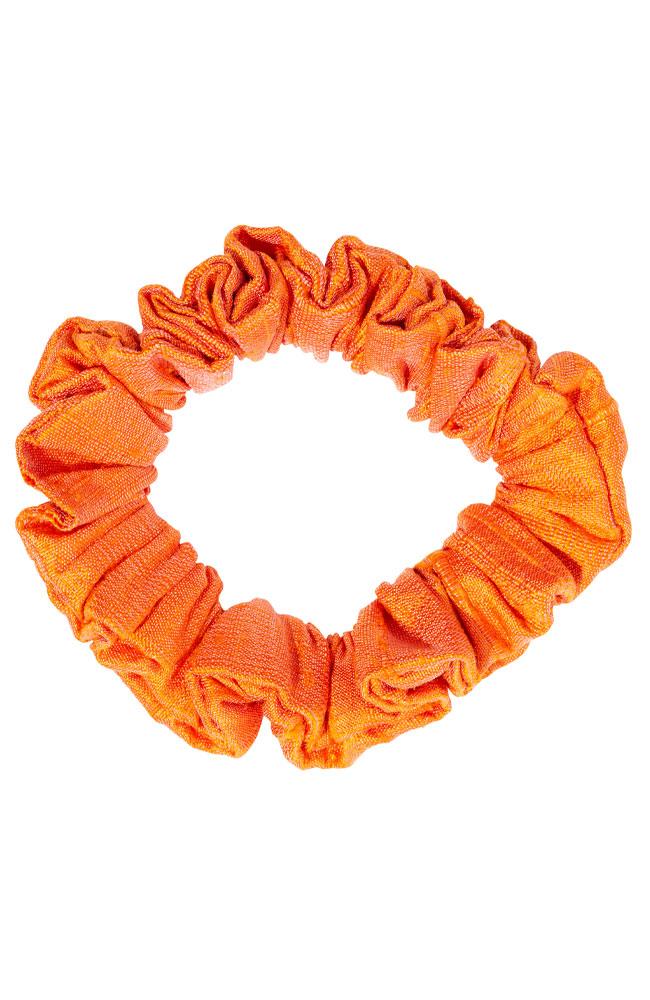L. Erickson USA Small Pony/Scrunchie - Nectarine Orange, Silk Dupioni