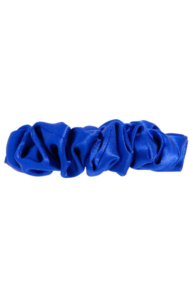 L. Erickson USA Small Pony/Scrunchie - Ocean Blue, Silk Charmeuse, side view